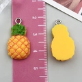 DIY resin pineapple pendant for jewelry making with vibrant yellow texture and metal ring - Pineapple Style B (24368) / 1 Piece (25x13x7mm) / Yellow