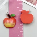 Red 3D resin apple pendant charm for DIY jewelry making with green leaf and metal ring - Apple Style (24369) / 1 Piece (22x18x6mm) / Red