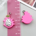DIY dragon fruit pendant accessory for jewelry with white pulp and pink resin details - Dragon Fruit Style (24370) / 1 Piece (23x17x7mm) / Rose Red