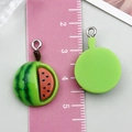 DIY 3D watermelon fruit pendant with realistic red seeds and silver metal hanging loop - Watermelon Slice Style (24371) / 1 Piece (24x16x6mm) / Green