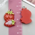 3D resin strawberry pendant with metal loop for DIY jewelry making and sweet charms - Strawberry Style (24372) / 1 Piece/Pack (26x17x5mm) / Red