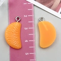 DIY orange segment resin pendant in bright orange with silver jump ring for jewelry making - Tangerine Segment Style (24374) / 1 Piece (25x13x5mm) / Orange