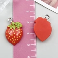 Pair of strawberry resin pendants for DIY jewelry with silver metal loop attachments - Strawberry Style B (24377) / 1 Piece (24x15x6mm) / Red