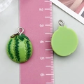 3D resin watermelon fruit charm with green stripes and metal ring for DIY jewelry making - Watermelon Style C (24384) / 1 Piece (21x16x6mm) / Green