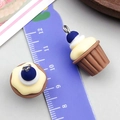 Miniature resin cupcake charms in brown and yellow with blue bead detail, 1.5cm size - Brown Cream Cupcake (24086)