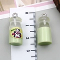DIY light green translucent milk bottle charm with silver ring for jewelry making - 1 Piece Only (24096) / Transparent Green
