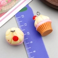 Miniature resin cupcake pendants in pink and orange for DIY jewelry making - Coffee Apple Cream Cupcake (24087)