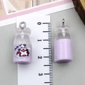 Mini resin milk bottle charm in lavender purple for DIY jewelry making and keychains - Transparent Purple