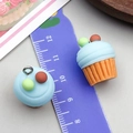 Miniature blue resin cupcake charm with metal ring for DIY keychain jewelry making - Blue Cream Cupcake (24091)