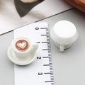 Miniature resin coffee cup charm with heart latte art for DIY craft and dollhouses - White 3D Double Heart Latte Art Style