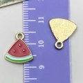 DIY enamel watermelon slice alloy pendant for jewelry making with gold-tone accents - Watermelon Style (24403)