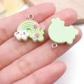 Pendentif arc-en-ciel et nuage en résine fait main pour bijoux DIY et boucles d'oreilles - Vert