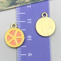 Enamel orange slice charm in yellow finish for DIY jewelry with metal loop back - Orange Style (24405)