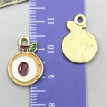 Litchi fruit DIY enamel alloy pendant with golden back for bracelet and necklace - Longan Style (24406)