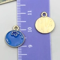 Blueberry fruit pendant in blue enamel with gold finish for DIY jewelry crafting - Blueberry Style (24407)