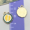 Durian fruit alloy pendant with green peel and yellow pulp for DIY jewelry making - Durian Style (24408)