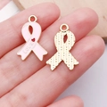 Pink enamel ribbon charm with LOVE text and red heart for DIY jewelry making - Pink Love Bowknot Ribbon Charm (24858)
