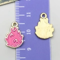 Pink dragon fruit enamel charm pendant in gold alloy for DIY jewelry bracelet - Dragon Fruit Style (24409)