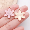 Pink and gold snowflake charms for DIY bracelet making with enamel coating finish - Pink Christmas Snowflake Style