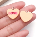 Creamy resin heart charms with red LOVE lettering for DIY jewelry making accessories - LOVE Letter Heart Shape (19x19mm) / Yellow