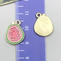 Guava shaped alloy DIY charm with pink oil drip finish and golden textured back - Guava Style (24412)