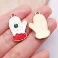 Colgante de guante navideño esmaltado con copo de nieve verde para joyería DIY - Guante De Navidad Blanco