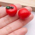 DIY simulation red apple resin pendant with green leaves and silver ring for keychains - Red Resin Apple (19695)