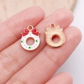 Colgante corona de Navidad de aleación con lazo rojo y puntos verdes para joyas DIY - Corona De Navidad Blanca