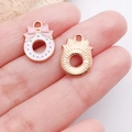 Pink enamel donut pendant with bow and metallic radial texture for DIY jewelry - Pink Christmas Bow Wreath Style