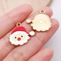 Colgantes de Papá Noel en esmalte rojo y blanco sujetos a mano con reverso dorado - Red White Santa Claus