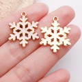 DIY snowflake alloy pendants in white enamel and gold finish for jewelry making - Pink Christmas Snowflake Decor