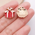 Colgante de caja de regalo de Navidad con esmalte rojo y cristal para joyería DIY - Caja de Regalo de Navidad Roja