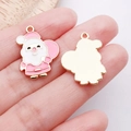 Pink and white Santa Claus enamel charm with golden alloy base for DIY jewelry making - Pink Santa Claus Style