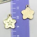 Starfruit shaped enamel pendant with gold finish and vibrant yellow finish for DIY jewelry - Starfruit Style (24417)