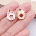 Pink and white donut charms in alloy gold finish with enamel bow detail for DIY jewelry - Pink Christmas Bow Wreath Style (24819)