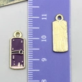 Rectangle alloy charm set in purple oil drip and brushed gold finish with measurement - Sugarcane Style (24418)