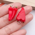 Vibrant resin red chili pepper pendant for DIY jewelry crafts with silver ring - Red Resin Chili (23883)