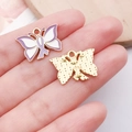 DIY handmade butterfly charm pendant in purple enamel finish for jewelry making - Purple Butterfly Ribbon Charm (24868)