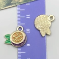 Passion fruit style enamel alloy pendant with golden edges for DIY jewelry making - Passion Fruit Style (24420)