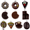 Set of 10 resin dessert charms including donuts and cookies for DIY keychains - Mixed 10 Coffee Brown Resin Chocolate Coffee Bean Series (SN1472)
