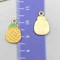 DIY jewelry charm set with pineapple design in yellow enamel and gold plated finish - Pineapple Style (24421)