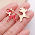 Colgante de reno navideño dorado con esmalte rojo para joyas y pulseras de bricolaje - Red Christmas Reindeer