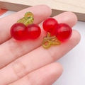 DIY 3D resin cherry pendant charms in translucent red and light green for jewelry making - Small Acrylic Cherry (24186)