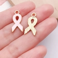 Pink ribbon alloy pendants for DIY breast cancer awareness jewelry making - Small Pink Bowknot Ribbon Charm (24871)