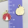 DIY colorful enamel fruit charm for jewelry making with wave texture golden back - Lychee Style (24423)