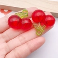 Realistic resin cherry charms with green leaves for DIY jewelry and keychains - Large Acrylic Cherry (24187)