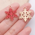 Colgante de copo de nieve en esmalte rojo y oro para fabricación de joyas y pulseras - Red Christmas Snowflake Piece