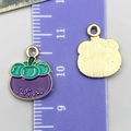 Mangosteen shaped alloy enamel charm pendant for DIY jewelry making in purple and green - Mangosteen Style (24425)