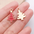 Colgante de árbol de Navidad de aleación con esmalte rojo y estrella dorada para joyas - Red Christmas Tree