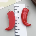 Pareja de colgantes de chile rojo en resina con anillo de metal para joyería DIY - Pimiento Rojo Estereoscópico Rojo